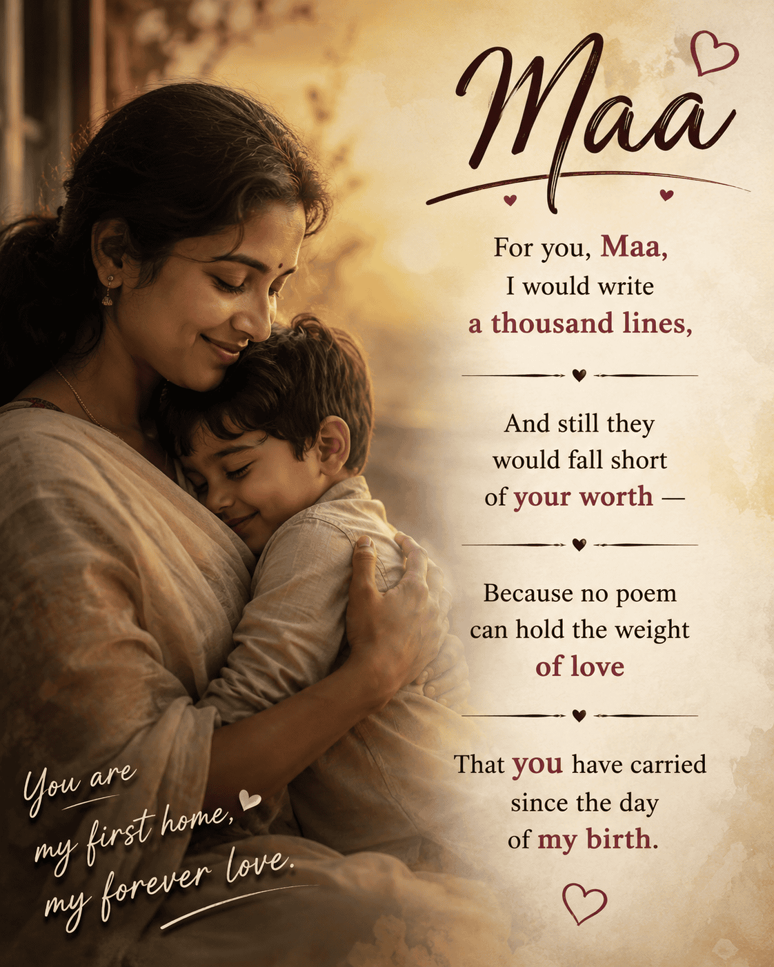 Maa Ke Liye Shayari in English